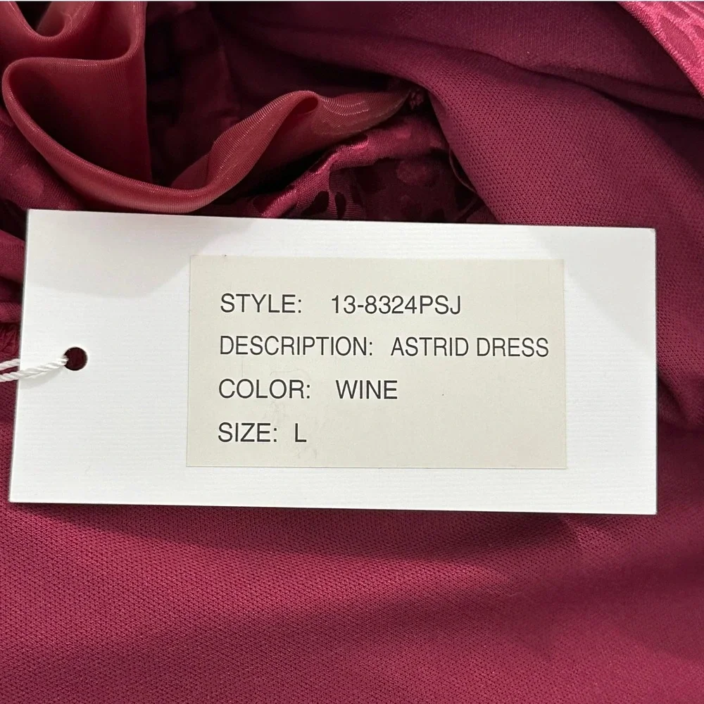 Ronny Kobo Astrid Large Dress Wine Animal Jacquard Ruched Puff Sleeve Midi Dress - Picture 12 of 12